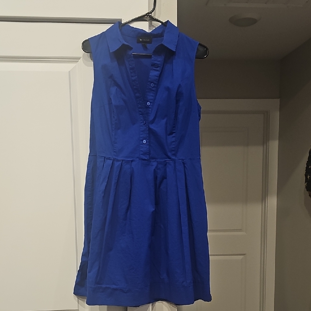 AB Studio Royal Blue Button-Down Midi Dress